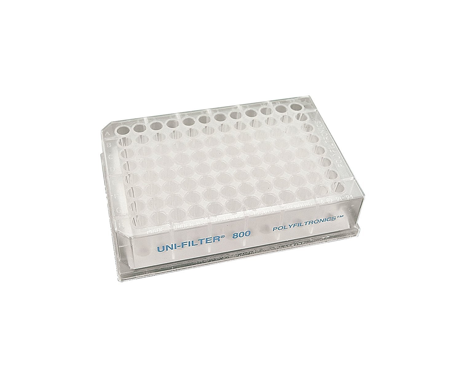 Whatman 7700-2808 Clear Polystyrene 96 Wells Unifilter Microplate with Long Drip Director, 800µl, 0.45 micrometer Cellulose Acetate Filter Media