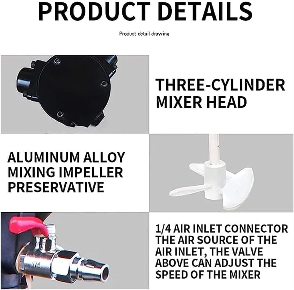 5 Gal/20L Stainless Steel Automatic Paint Stirring Machine,Pneumatic Bracket Mixer,Desktop Vertical Air Agitator,for Mixing,