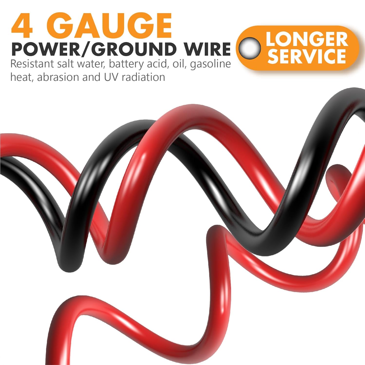 Jeemiter 4 Gauge CCA Wire Complete Kit: 100ft (50ft Red + 50ft Black) for Multiple Amp Rigs & Full Vehicle Audio Install | Includes All Terminals