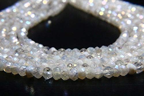13 inch natural beads strand of 4mm faceted rondelle rainbow mystic quartz gemstone beads for DIY jewelry - necklace, bracelet, earring, ring.