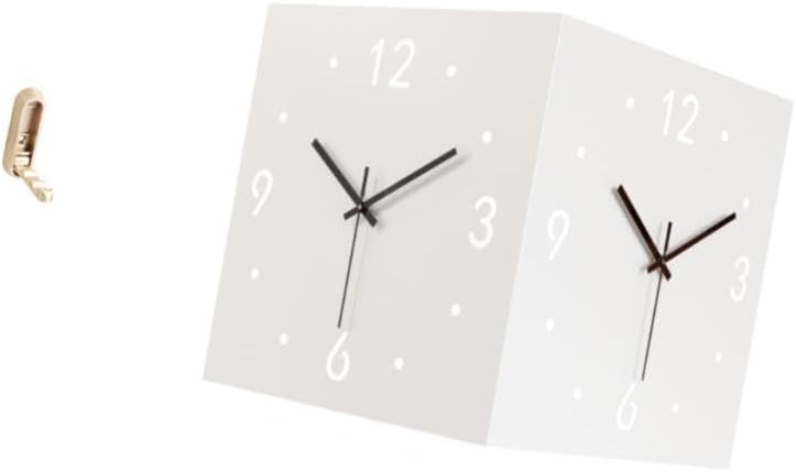 Fenteer Foldable Organizer Hook and Modern Double Sided Corner Wall Clock for Bathroom Closet Farmhouse Restaurant Shop Hotel Silent Decorative Gift