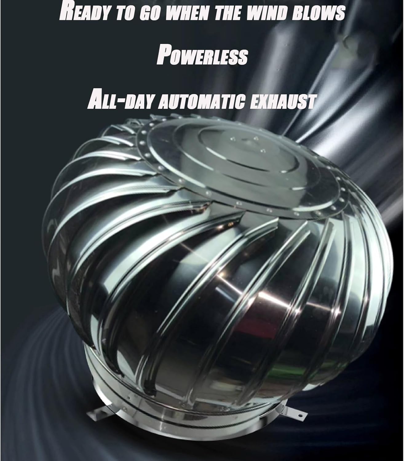 Ventilation Outlet, Internally Braced Wind Turbine, Wind Turbine, Unpowered Wind Cap, Dome Ventilator, with Screen Mesh, for Flats, Apartment, Home Decor,Silver-200mm