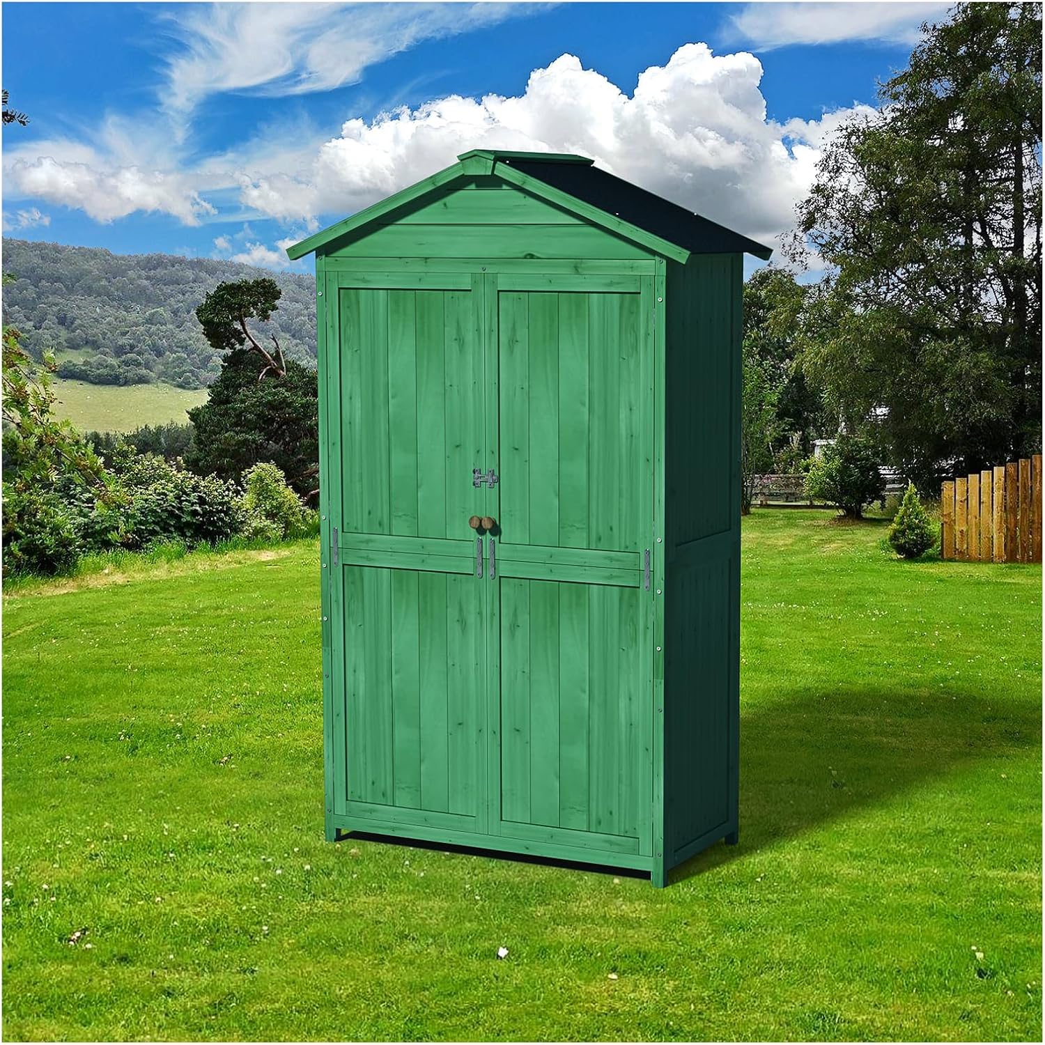 Wooden Storage Shed Outdoor Garden Shed Patio Deck Box 35.6
