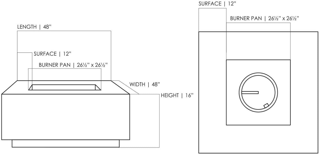 Prism Hardscapes Tavola 3 Concrete Gas Fire Pit (PH-407-1NG), Natural Gas, Cafe, 48x48-Inch