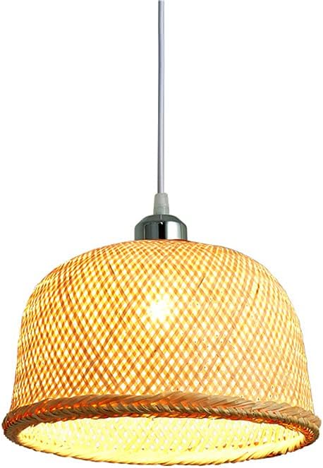 Creative Hat-Shaped Bamboo Chandelier,E27 Single-Head Hanging Lamp,Hand-Woven Rattan Lampshade,Ceiling Hanging Lighting,Indoor Decoration Lighting Fixtures