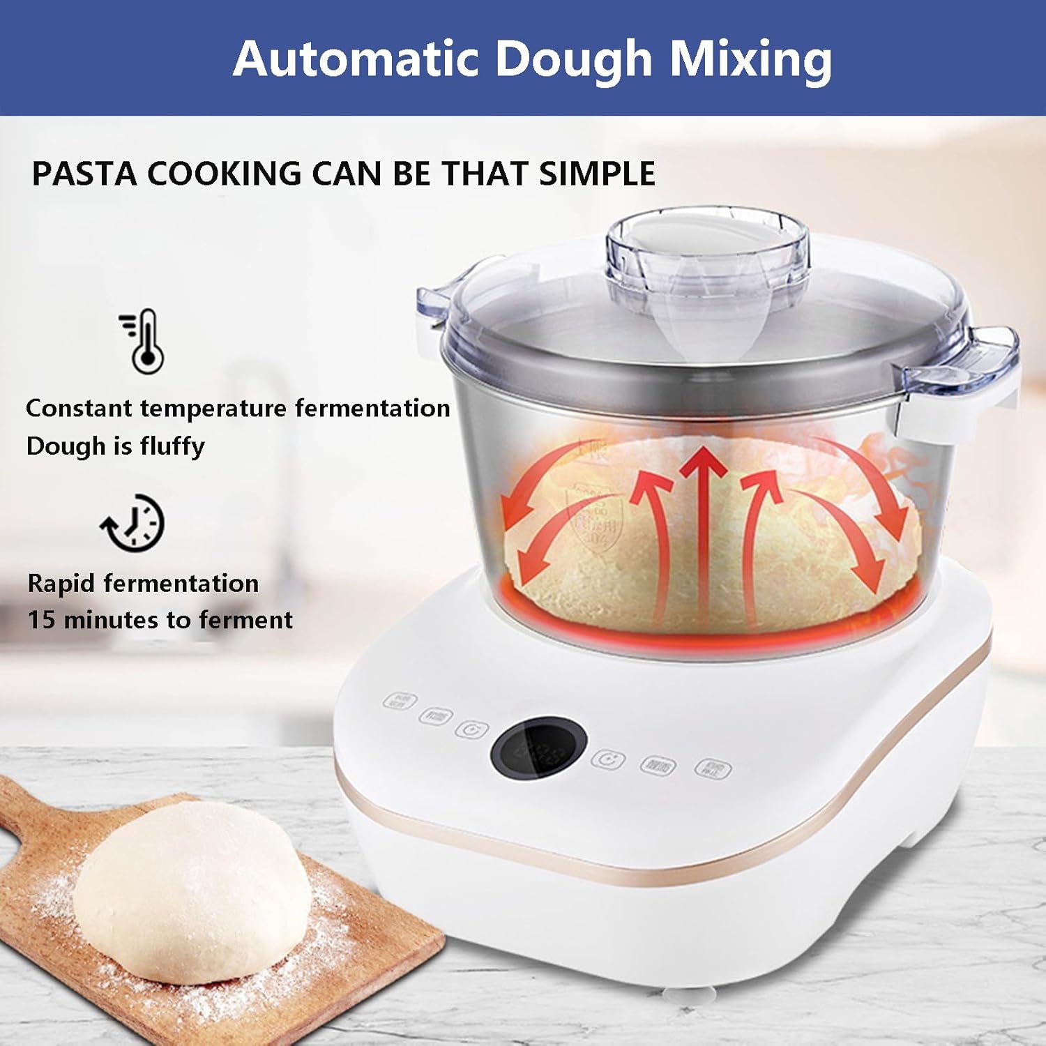5l Electric Dough Maker Stainless Steel Dough Stand Mixer 200w Fermentation Machine, Baking Cooking Cabinet for Commercial and Home Use,