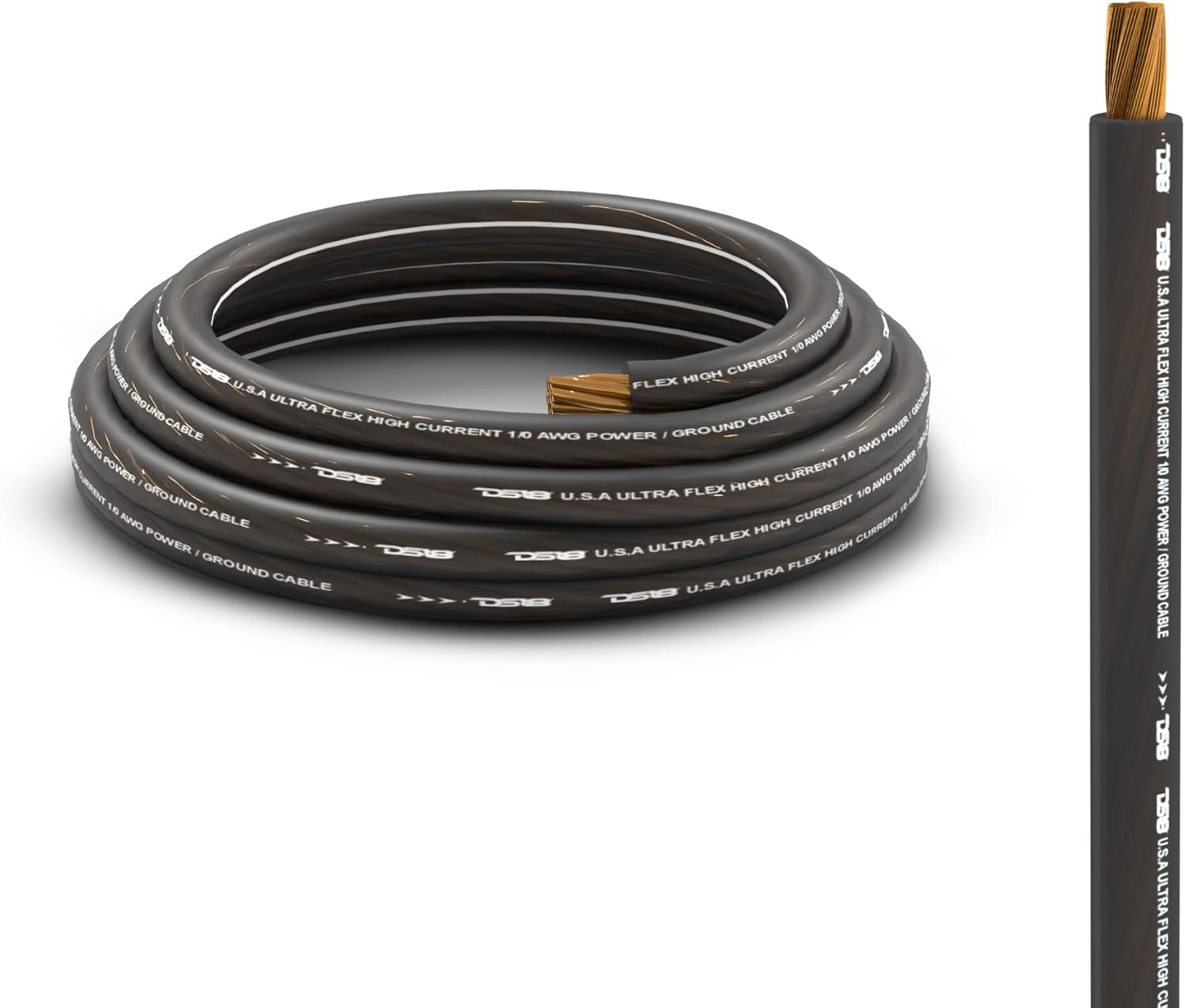 DS18 PW-OFC1/0GA-5BK/20RD 0-GA OFC Ultra Flex Power Wire 5ft Black and 20ft Red - Power Amplifier Wiring Kit