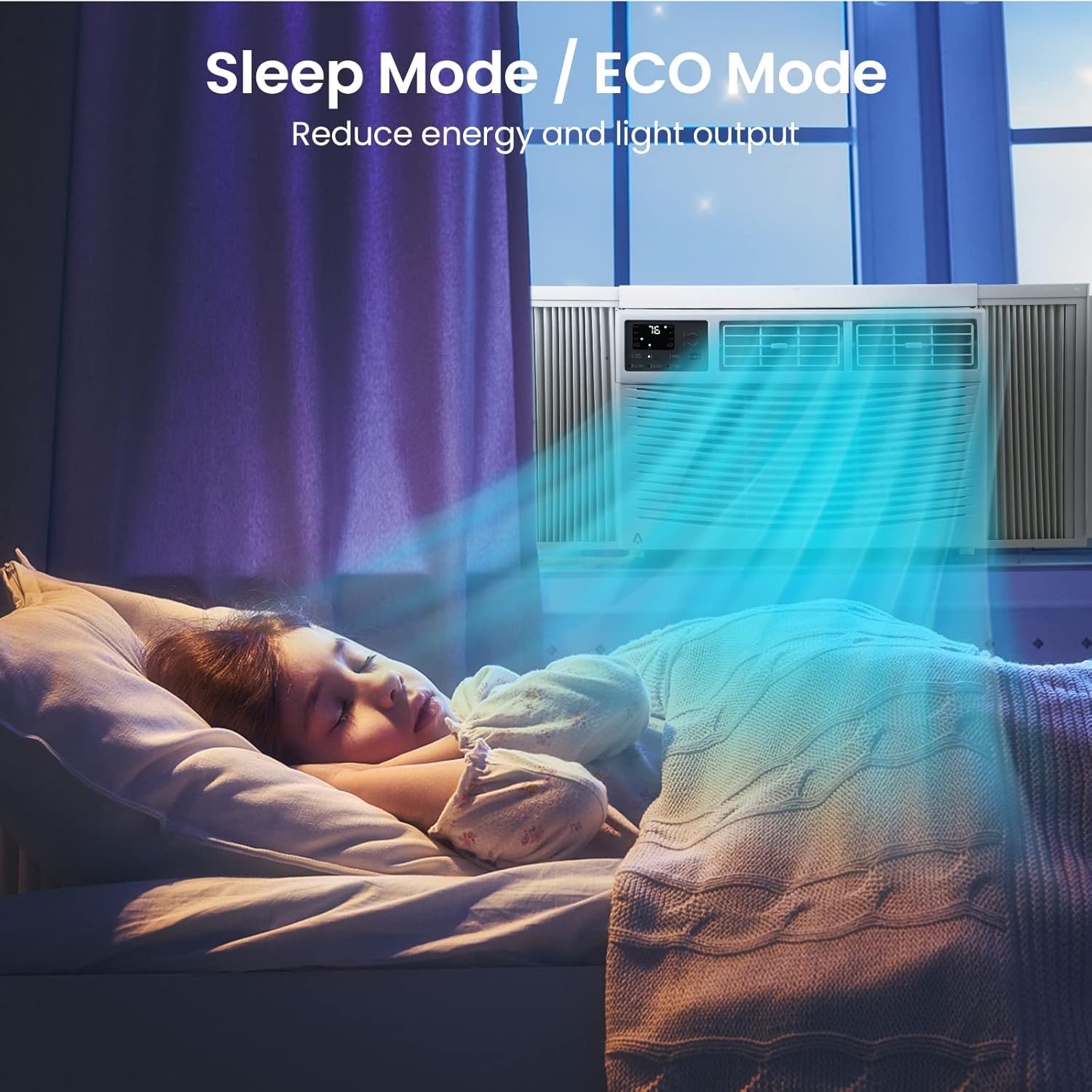 8000 BTU Window Air Conditioner, Smart Window Ac Unit, Cools Up to 350 Sq. Ft, 3 Cooling & Fan Speeds, Window Unit Air Conditioner Perfect for Bedroom, Living Room, Home Office,Energy Efficient