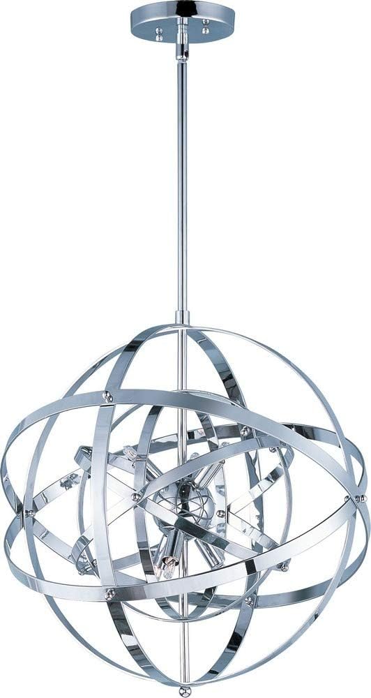 Maxim 25130PC Sputnik 6-Light Pendant, Polished Chrome Finish, Glass, G9 Xenon Xenon Bulb , 100W Max., Wet Safety Rating, Standard Dimmable, Glass Shade Material, 1150 Rated Lumens