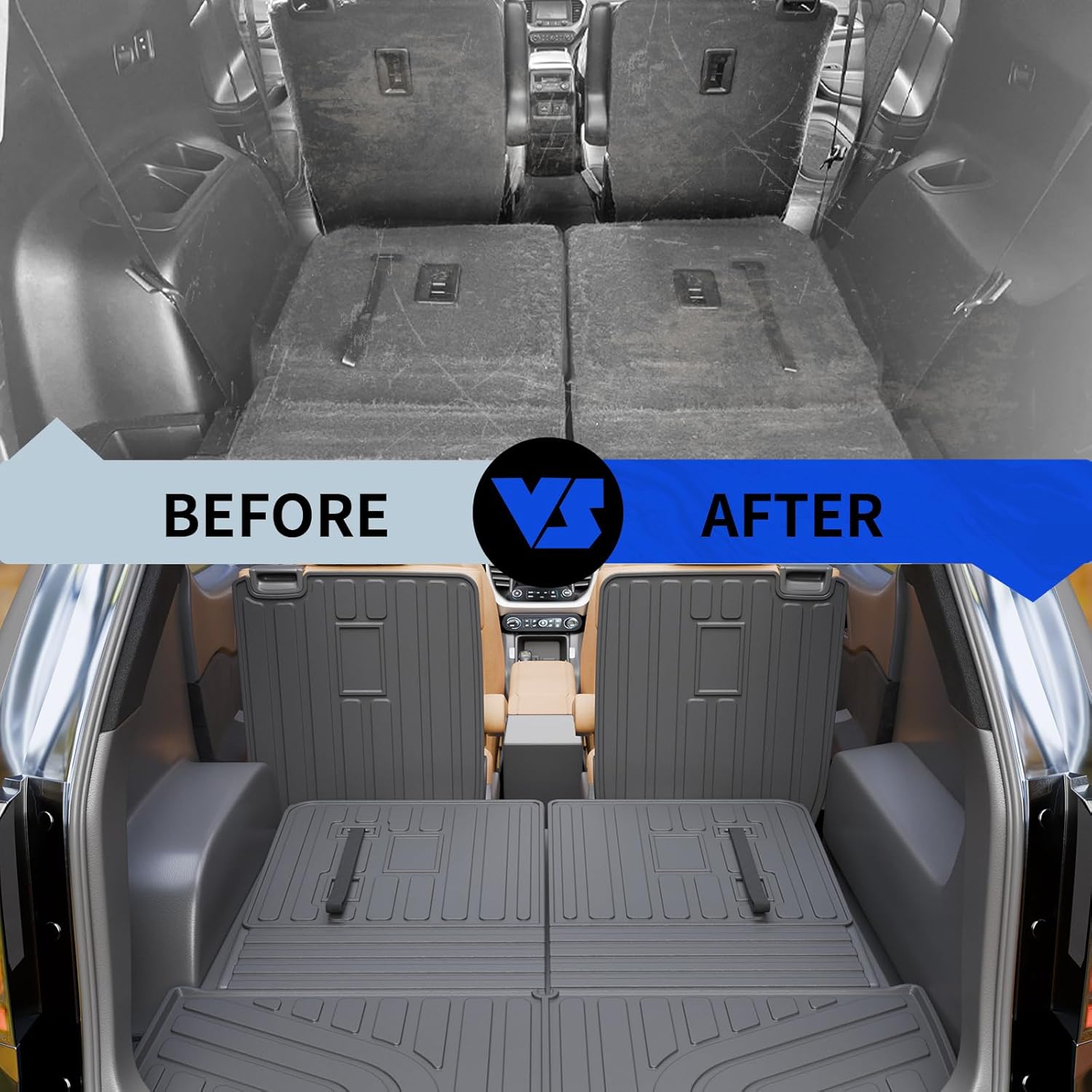 Rongtaod Floor Mats Compatible with 2017-2023 GMC Acadia 6 Seater Cargo Liner Kick Mats Cargo Mat Sub Trunk Mat Trunk Liner 2nd&3rd Back Seat Cover Protector All Weather Acadia Accessories (Set of 10)