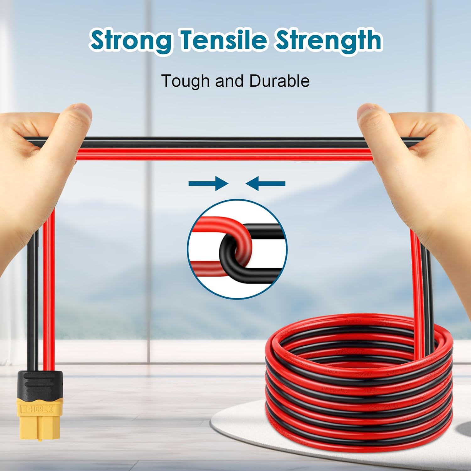 Solar to XT60 Charge Extension Cable 75FT 12AWG XT60 Solar Cable for Portable Power Station Battery Pack