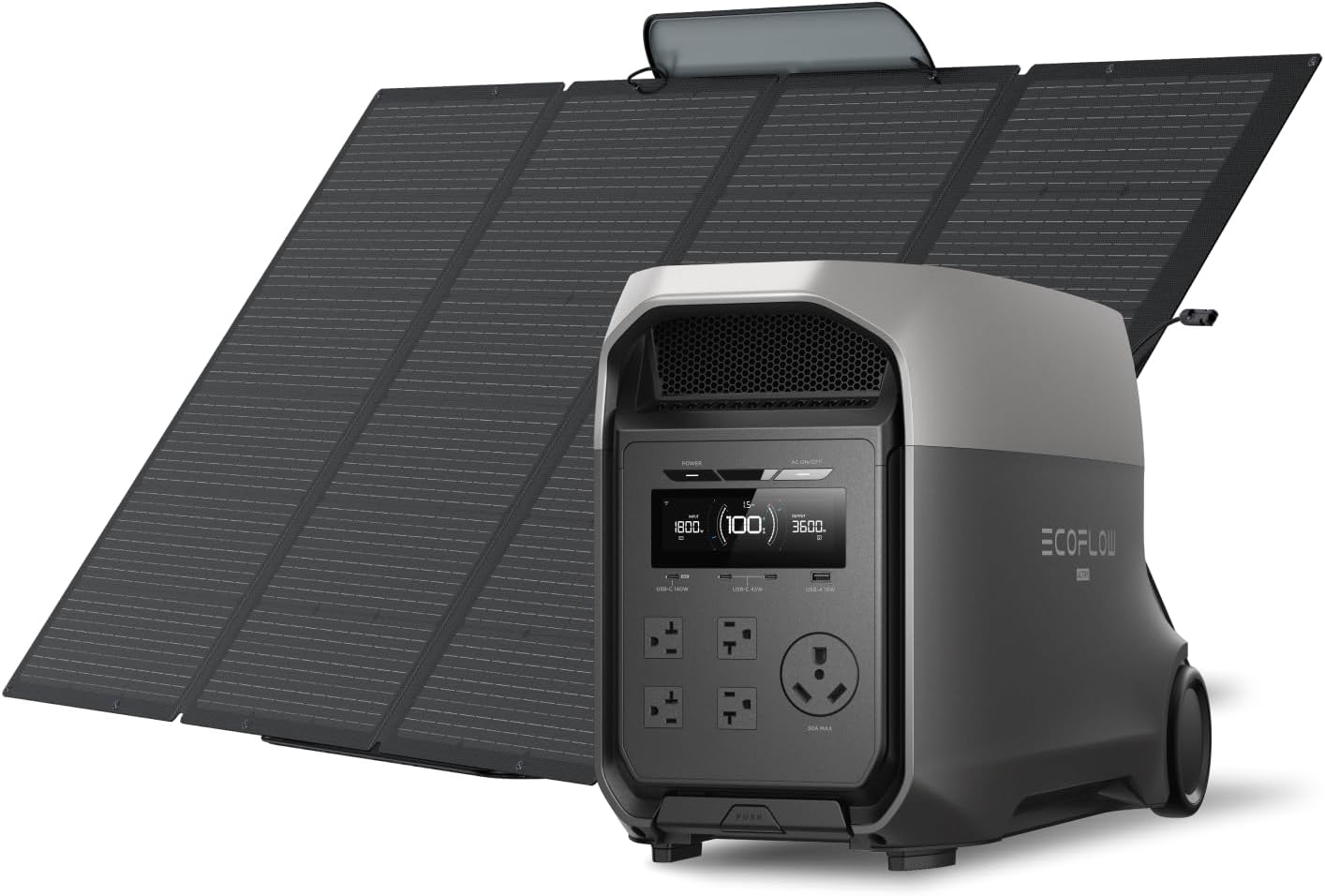 EF ECOFLOW DELTA 3 Ultra Portable Power Station with 400W Solar Panel, 3072Wh LiFePO4 Battery, 3600W (Surge 7200W) Output, Solar Generator for Home Use, Camping Accessories, Emergencies & RV Backup