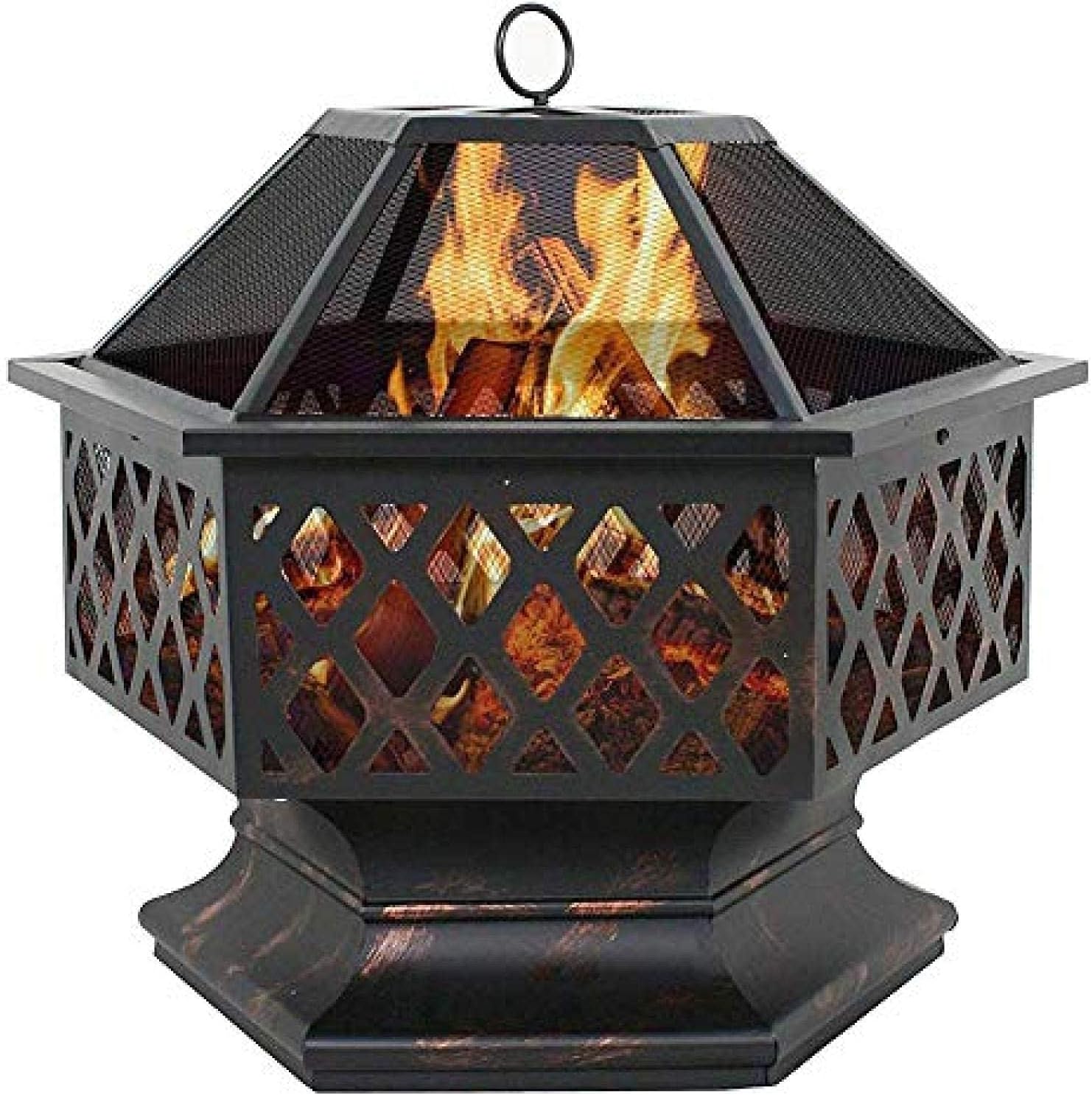 Fire Pit BBQ Grill Fire Bowl Courtyard Fireplace Courtyard Heater Steel Brazier Bowl Heavy Steel 24 Inch