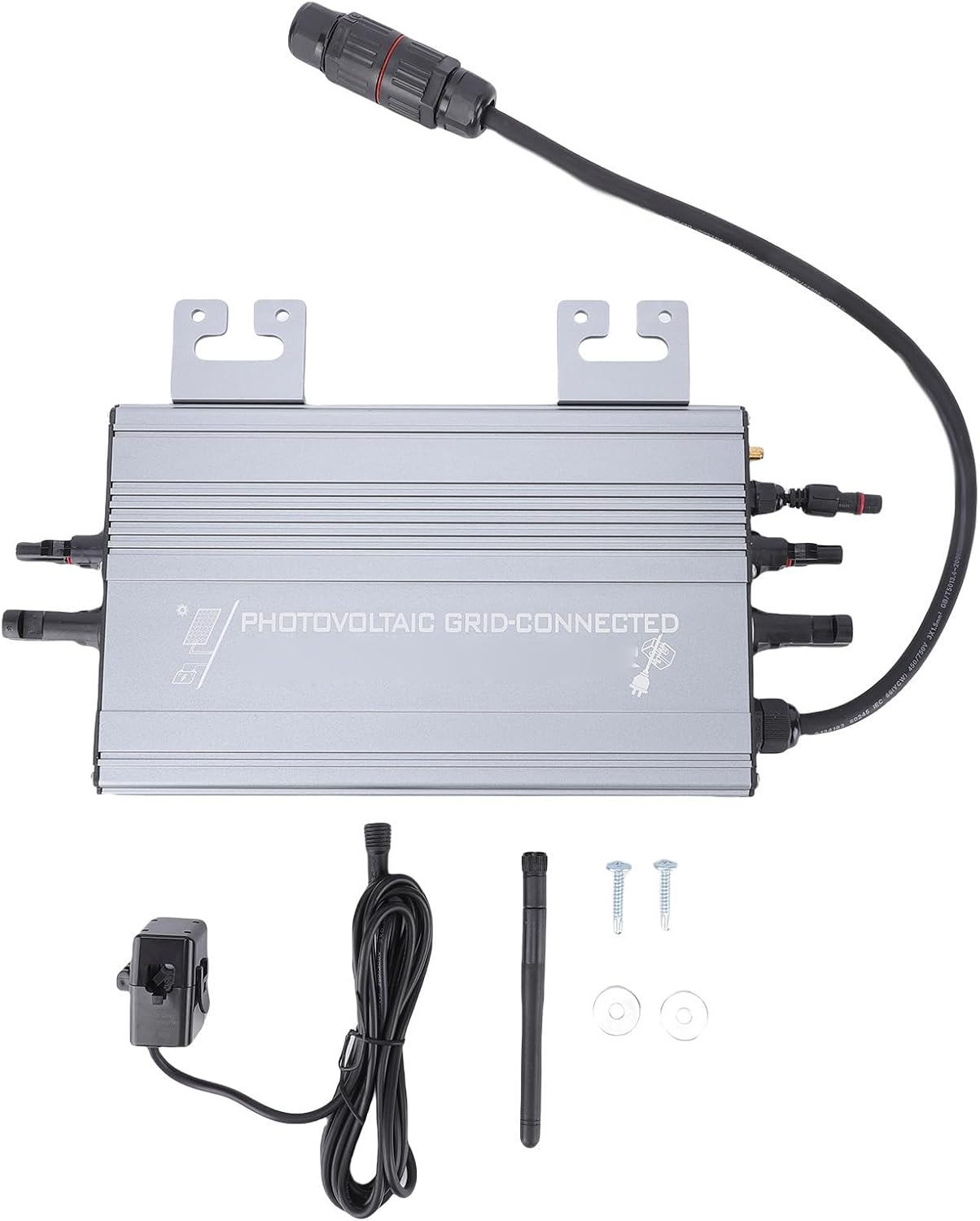 Solar Grid Tie Inverter, Home Energy Monitor, Pure Sine Wave Power Inverter, 1200Wp 50Hz-60Hz, Wireless WiFi Connectivity, Black