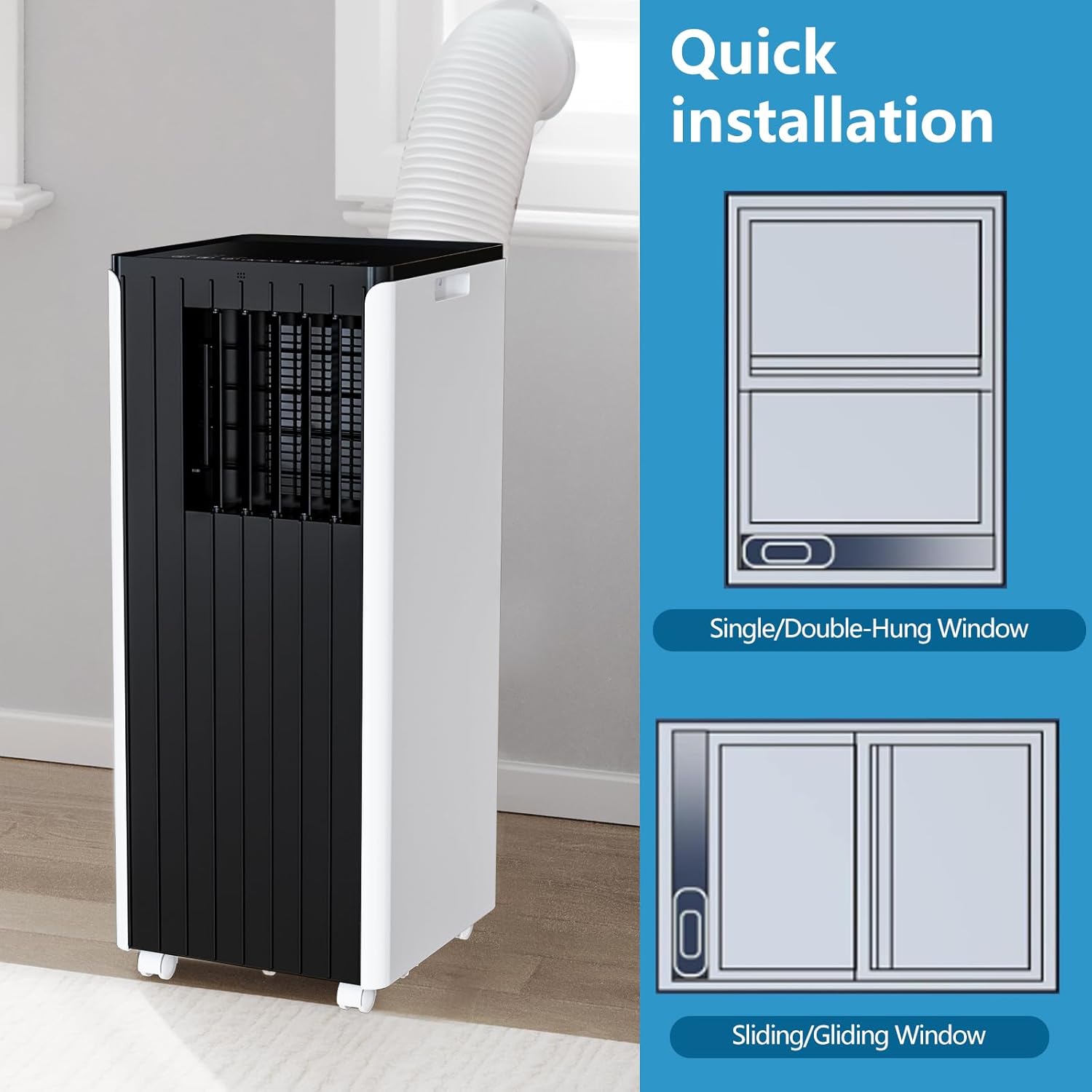 Garvee 8000 BTU Portable Air Conditioner for Room Up to 350 Sq. Ft, Energy Efficient AC Unit with Fan, Dehumidifier and Cooler, Quiet Operation for Bedroom, Offices, With Window Kit, Remote Control