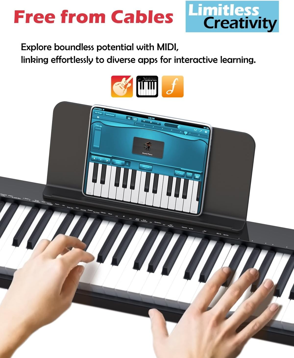 NikoMaku Semi-weighted 88 Keys Piano Keyboard Compact Portable Digital Piano Set for Beginners with Stand, Carrying Case, Sustain Pedal, Headphones, SWAN-S White