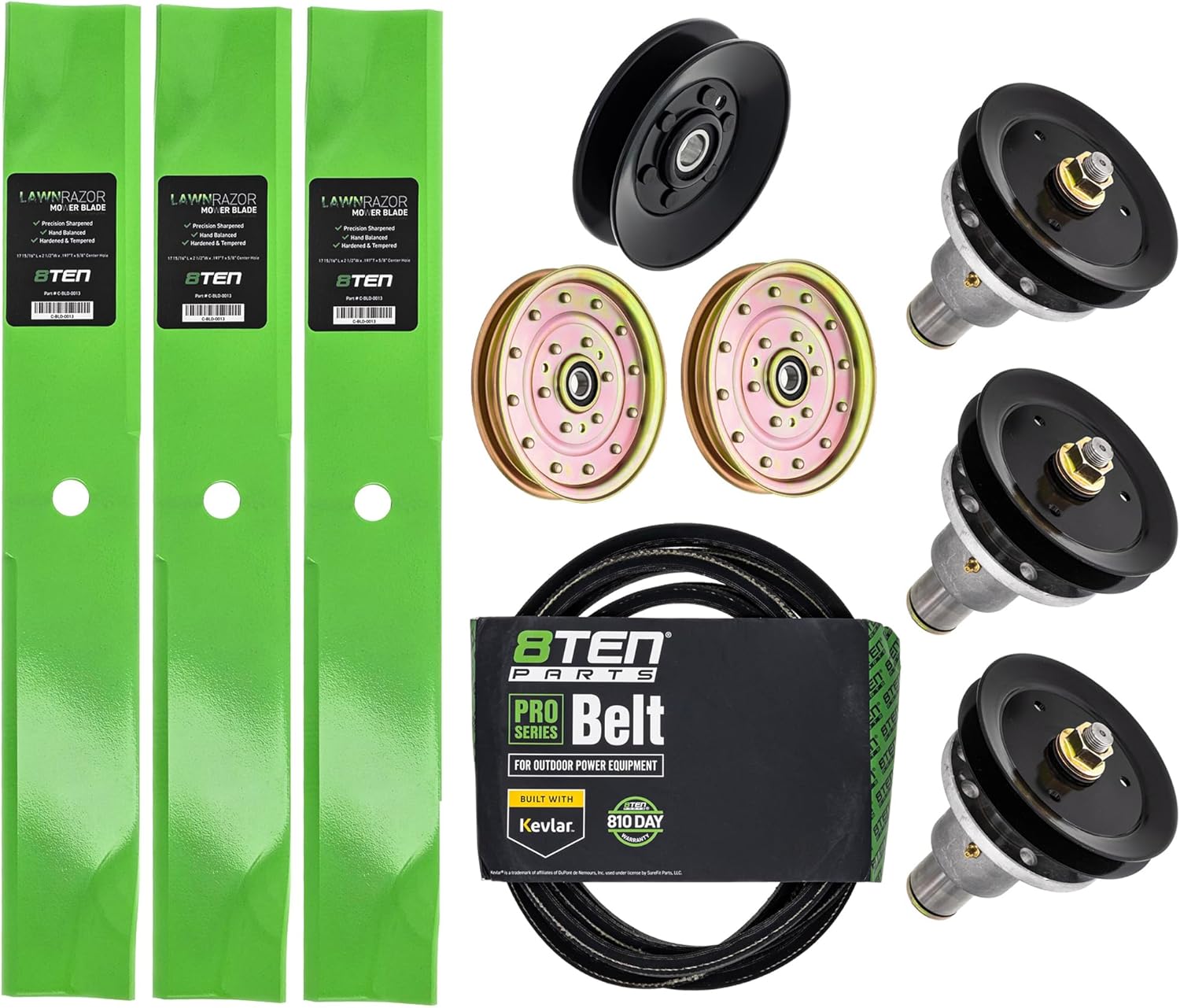 8TEN Blade Spindle Belt Idler Deck Rebuild Kit for Exmark Lazer Z AS AC 52-Inch 103-8075 1-633366-SL 103-2518-S 1-633109