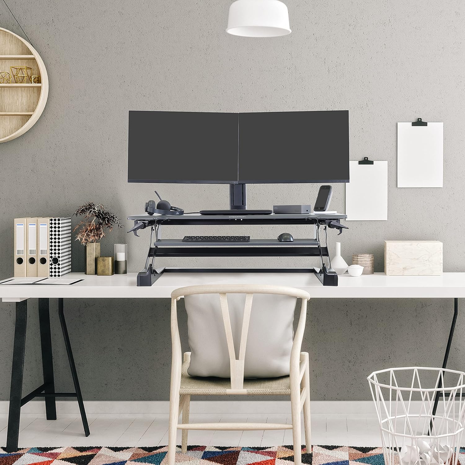 Ergotron – WorkFit-TL Standing Desk Converter, Dual Monitor Sit Stand Desk Riser for Tabletops – 37.5 Inch Width, Black