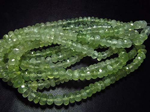 13 inch natural beads strand of 5.5-6mm faceted rondelle shaded prehnite gemstone beads for DIY jewelry - necklace, bracelet, earring, ring.