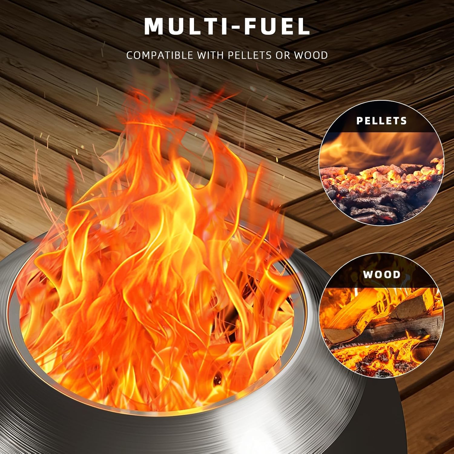 Smokeless Fire Pits for Outside,Solo Bonfire Fire Pit with Removable Ash Pan,304 Stainless Steel Liner Heightening Outdoor Heater, Enhanced Airflow and Easy Cleanup