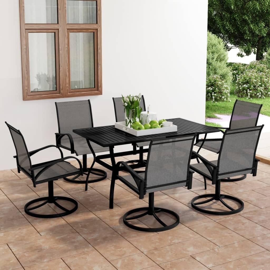 Furniture Sets 7 Piece Patio Dining Set Textilene and Steel,Modern Outdoor Patio Dining Set with Swivel Textilene Chairs Garden Conversation Sets