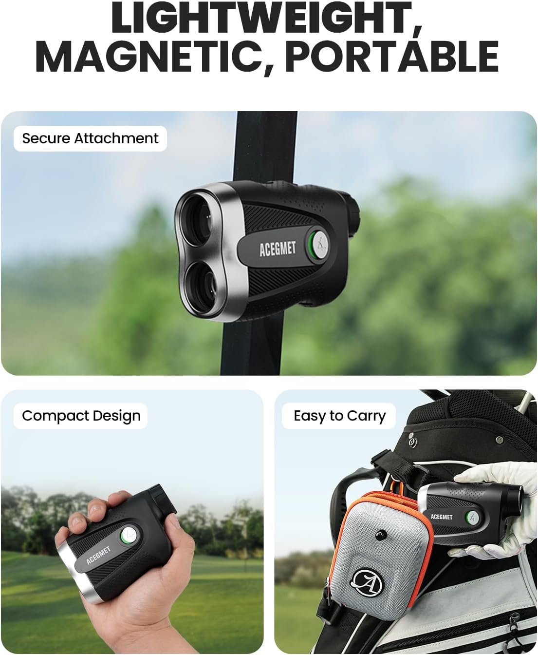 ACEGMET PF2C Golf Rangefinder with Slope, 0.3s Flag Pole Locking Vibration, ±1yd Accuracy,Rechargeable Laser Range Finder Golf with Magnetic, Golf Accessories for Men