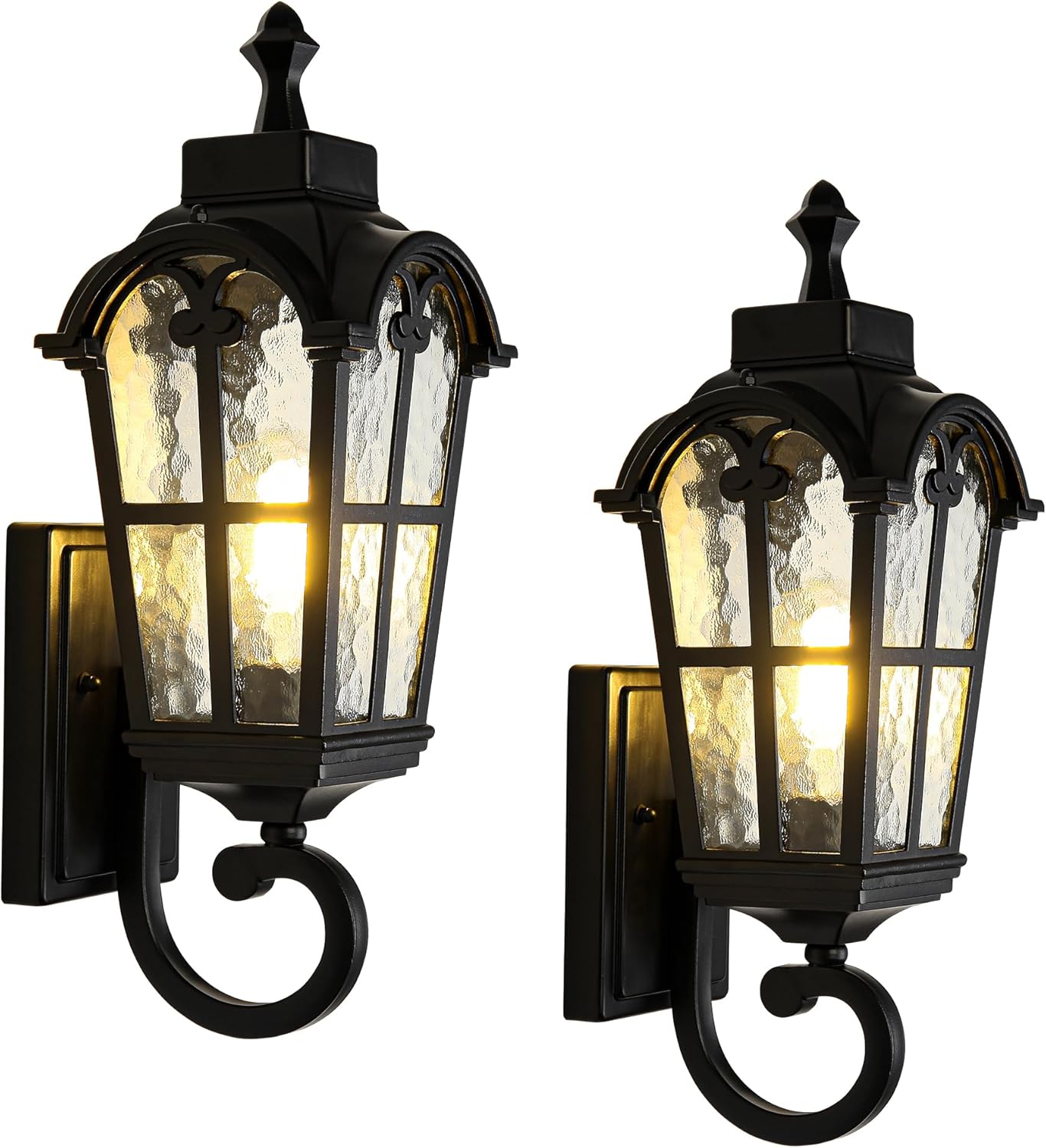 Outdoor Wall Light Fixtures Waterproof Porch Lights Anti-Rust Matte Black Exterior Lighting Fixtures Sconce Lights Outdoor Wall Lantern for Patio Front Door Garage -2 Pack