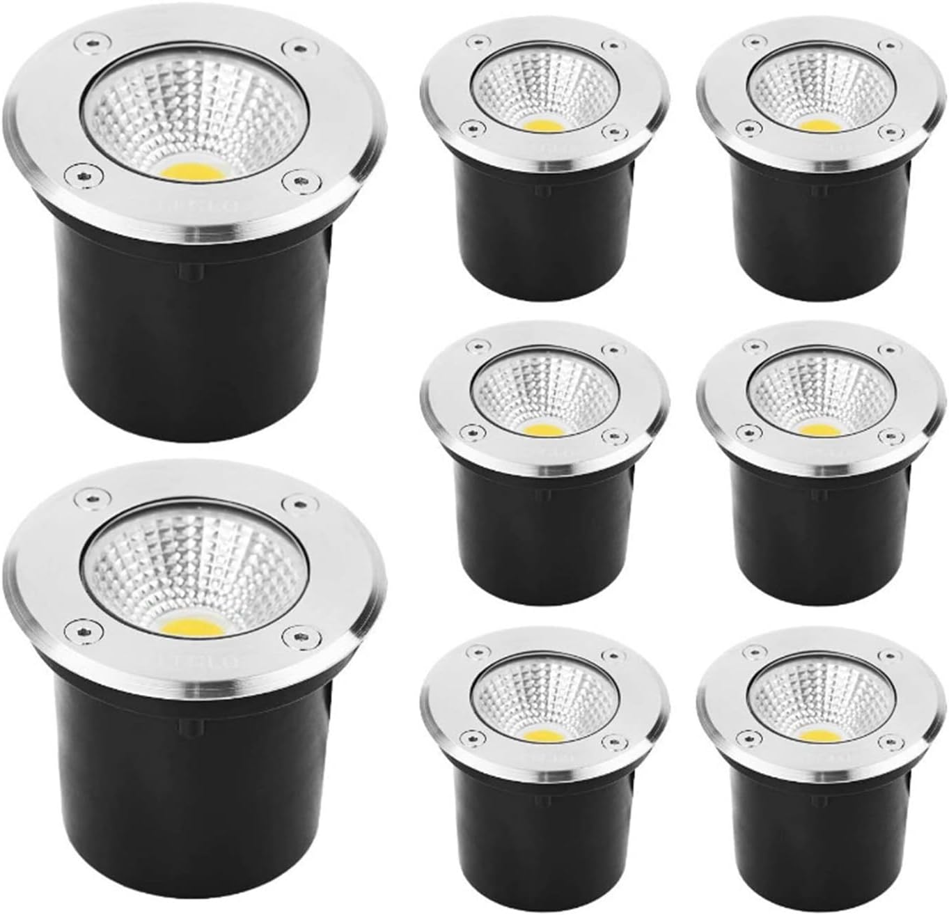 8 Pack Outdoor Underground Light Low Voltage In-Ground Lights IP66 Waterproof AC12/24V LED Well Lights for Garden Yard Pathway Driveway Deck Landscape Lights (Color : Warm White, Size : 30W
