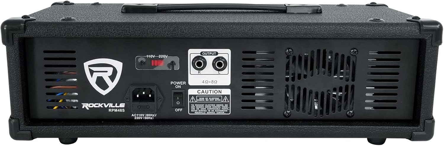 Rockville RPM48S 2000W Powered 4 Channel Mixer/Stereo Amplifier, Bluetooth, 3-Band EQ, USB/SD Inputs, for DJs and Live Events