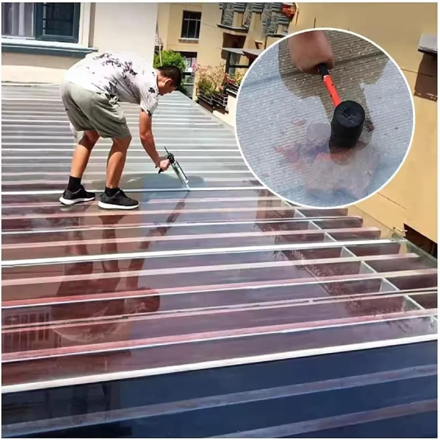 Premium Poly Plastic Roof Panel DIY Polycarbonate Greenhouse Panels, Durable & UV Protected, for Greenhouses & Garden Beds, Easy to Install(Size:5.1 x 16.4ft)