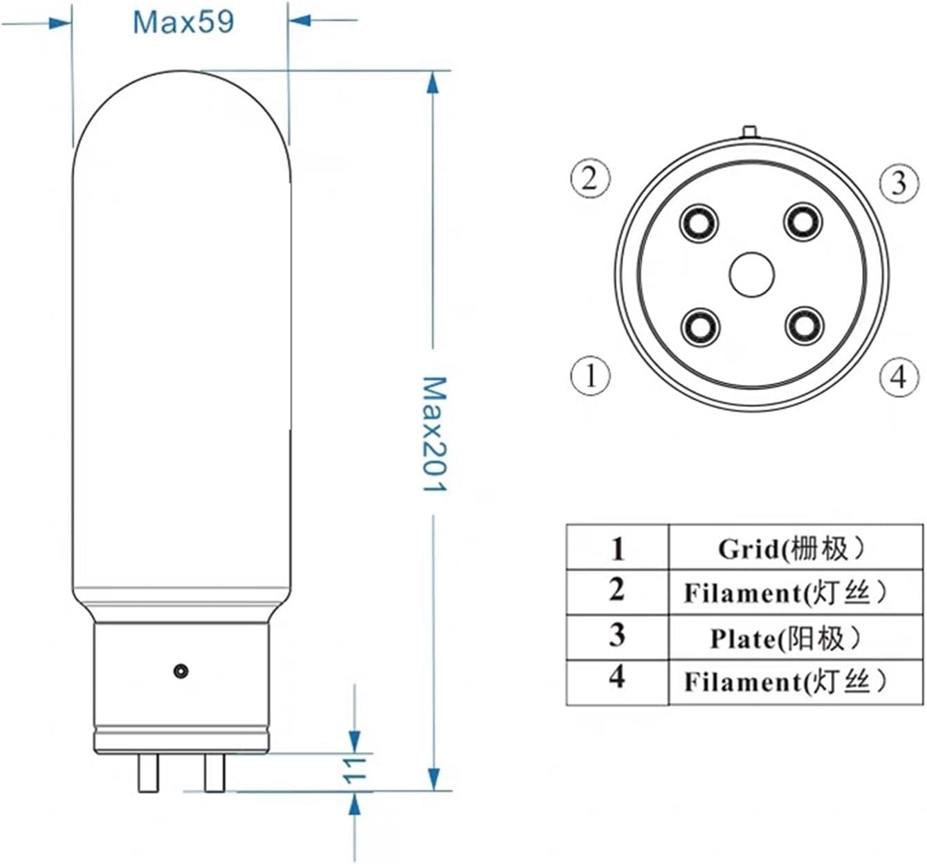 Vacuum Tube Rectifier 805A Vacuum Tube Replaces 805 FU-5 Electronic Tube for Audio amplifiers to Provide Precise Parameter(1 pcs)