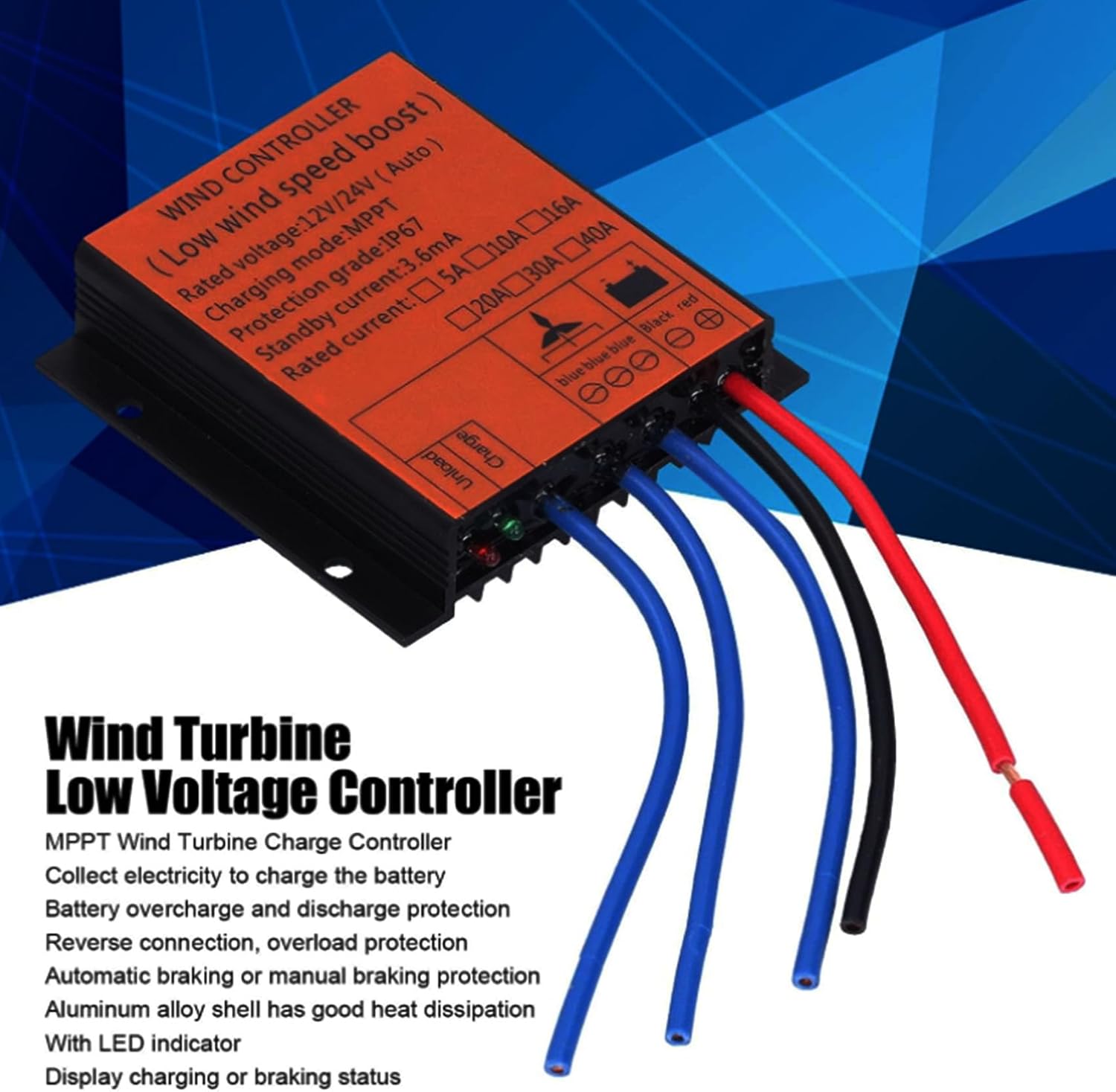 220v,HYZHANHONG MPPT Wind Energy Controller 10000W 12V/24V Auto Match 48V 10A-40A Wind Turbine Generator Wind Energy Charge Controller Waterproof IP67