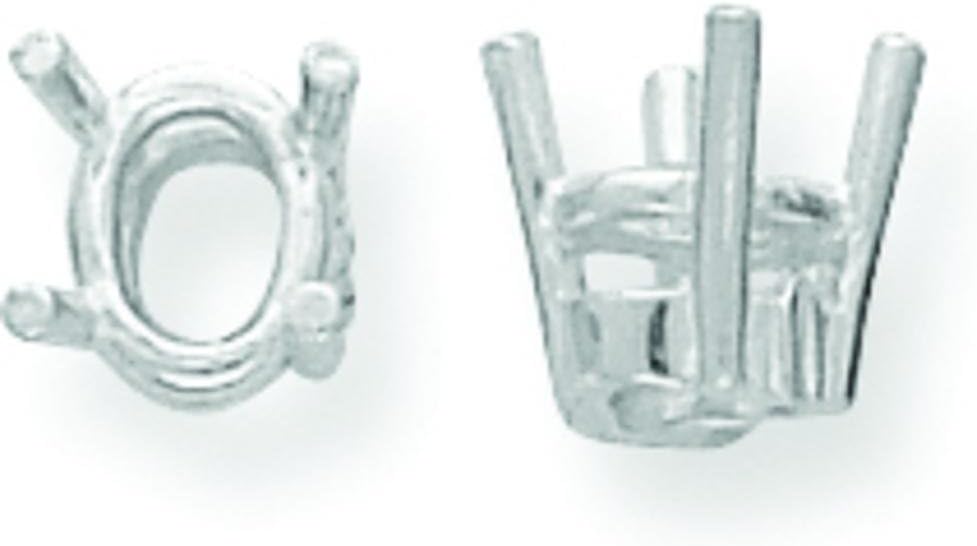 FindingKing 14K White Gold 4 Prong Oval Basket Setting 2mm