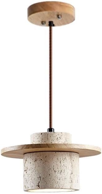 Japanese Wabi-sabi Hallway Living Room Kitchen Island Hanging Lamp Vintage Cream Wind Wood Art Travertine Pendant Light Mall Club Cafe Chandelier Model Home Backdrop Bedroom Lighting Fixture(
