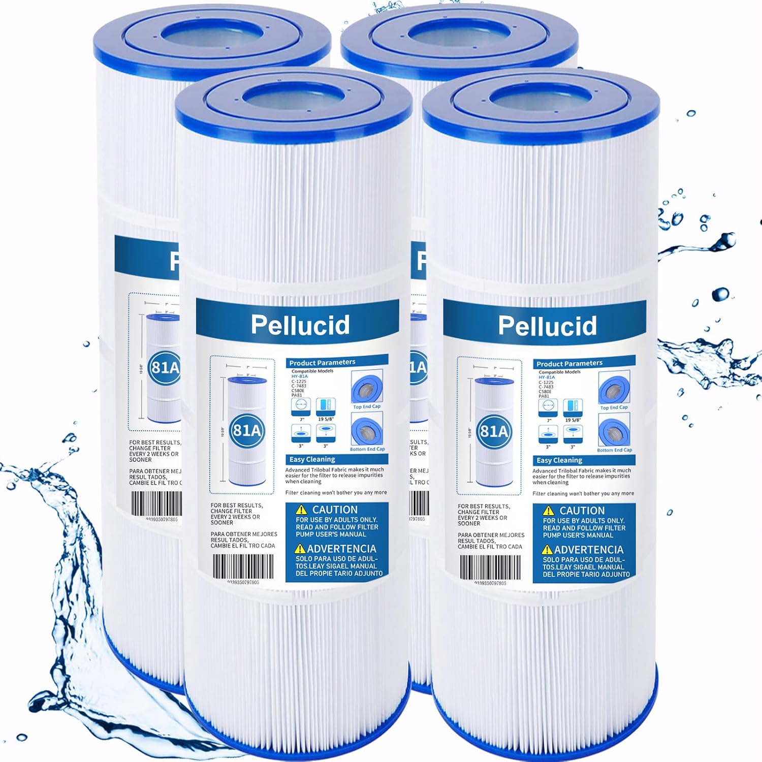 PA81 Pool Filter Compatible with Hayward C580E, CX580XRE, PA81-PAK4, Ultral-A3, Unicel C-7483, Hayward SwimClear C3025, C3030, C3020, Filbur FC-1225, FC-6425,4 X 81 sq. ft. 4 Pack