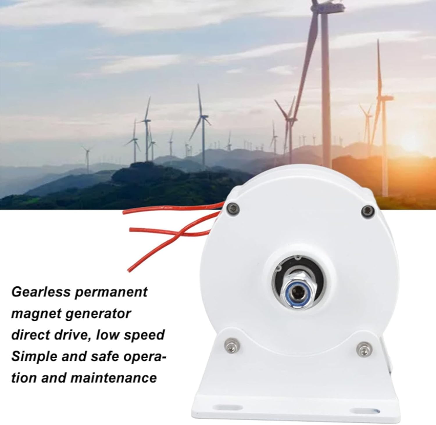 Low Speed ​​5000W 220V 48V 12V 24V Gearless Permanent Magnet Generator Alternator for Wind Turbine Generator Water Turbine (with Base)