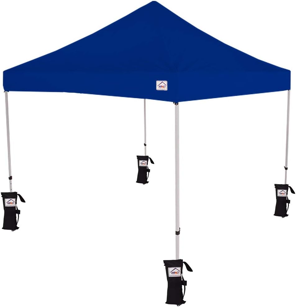 Impact Canopy 283400103 Outdoor Tent, 10 x 10 Pop Up Canopy, Steel Frame, Weight, Roller Bag, Blue Bags & Roller, Red