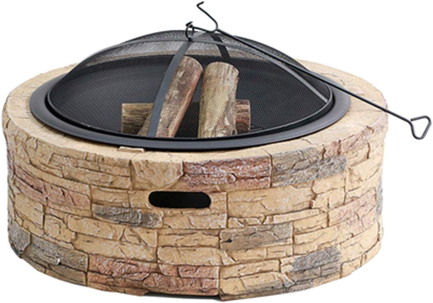 Outdoor Fire Pit Imitation Stone Fire Stove Backyard Patio Garden Fireplace for Camping, Outdoor Heating, Bonfire and Picnic