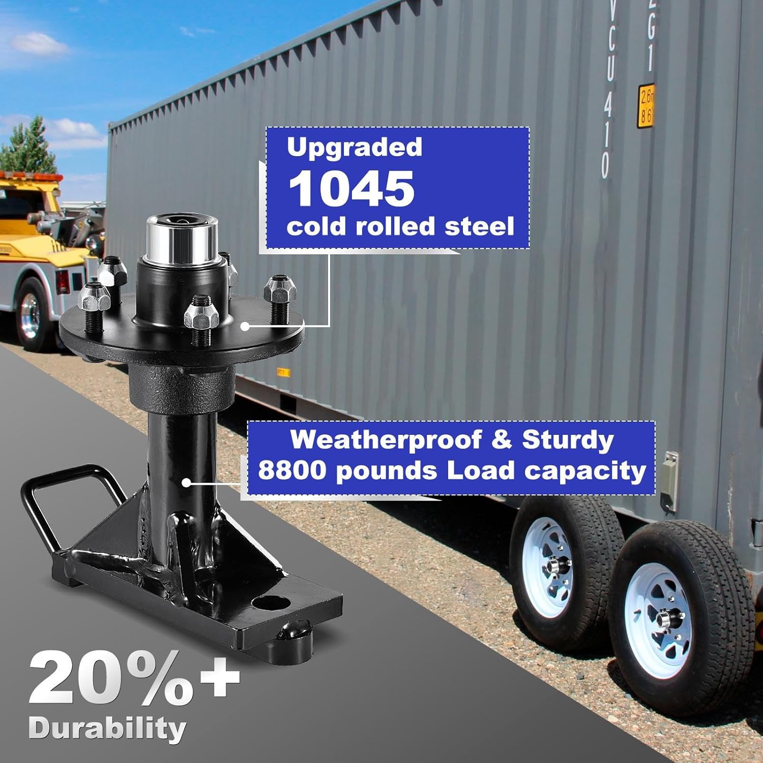 2 Pack Shipping Container Wheel Kit 5-Lug Bolt Fits Up to 20-40Ft Heavy-Duty Shipping Container Accessories Loads Up to 8800LBs Containers Moving Tools,Fully Assembled(5x5.5 Lug)