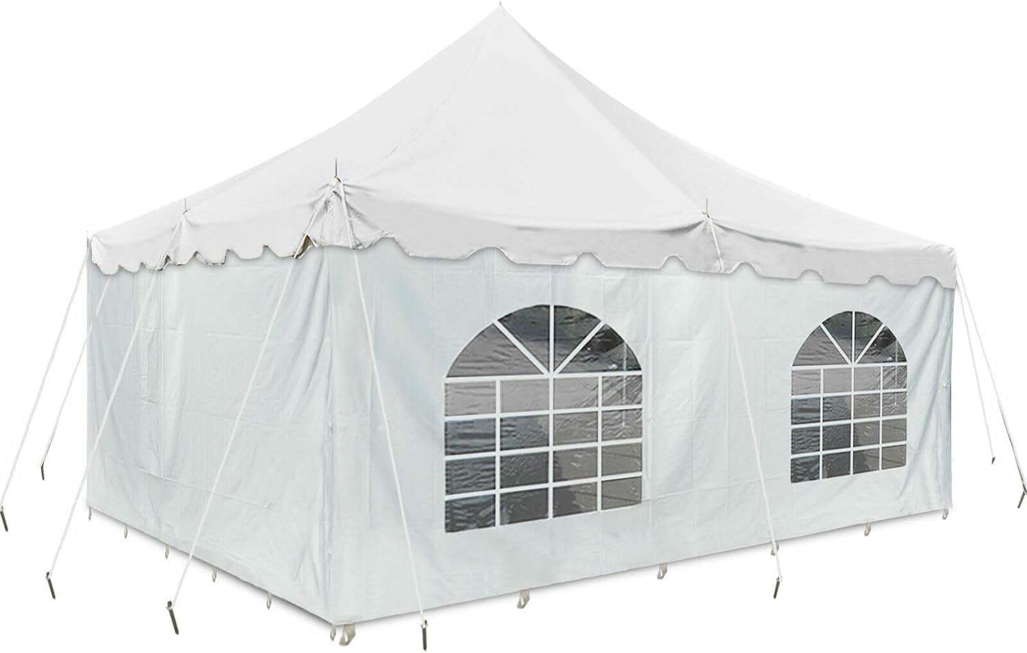 Party Tents Direct 20' x 20' Weekender Canopy Tent with Sidewalls, Easy Up Party Tent for Backyard, Outdoor Tents for Parties, Weddings, Graduations, Banquets, Events, Heavy Duty, PVC White Top