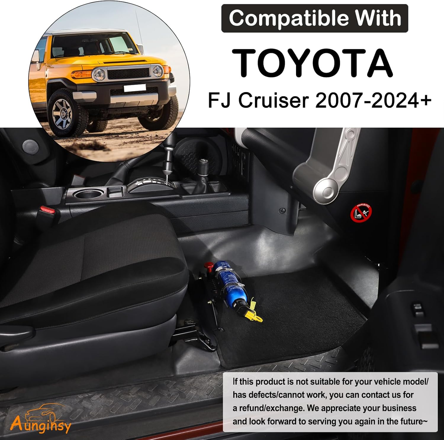 Car Passenger Under Seat Quick Release Roll Bar Fire Extinguisher Mount Bracket Compatible with Toyota FJ Cruiser 2007-2021 Adjustable 2 Clamps Fire Extinguisher Bottle Tie Bracket Billet Accessories