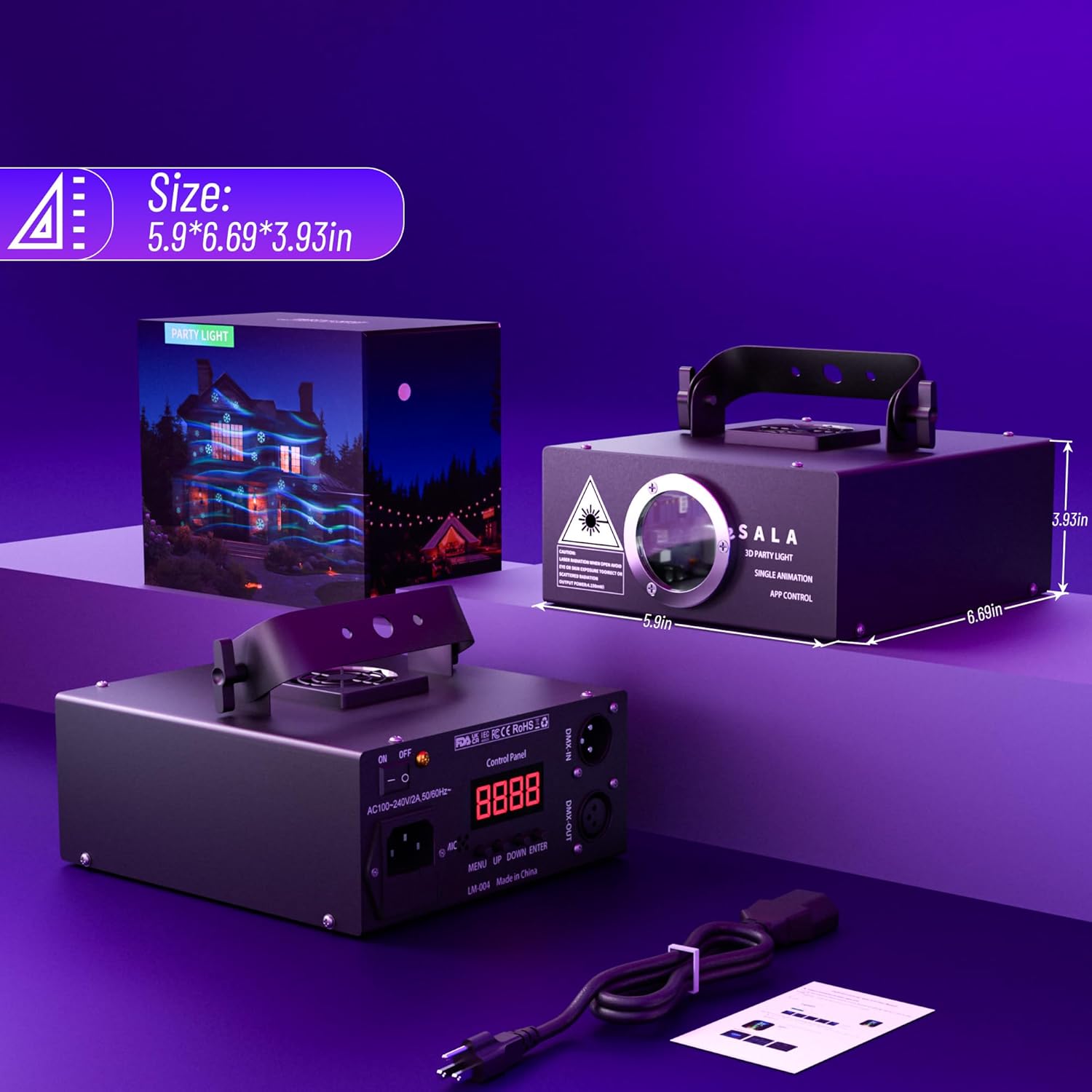 DJ Laser Light with App Control, 3D Animation Laser Projector for Party, Supports Custom Drawings, Text Playback, Personalized Programming, Sound Activated Laser Machine for Stage, Disco, KTV, Bar