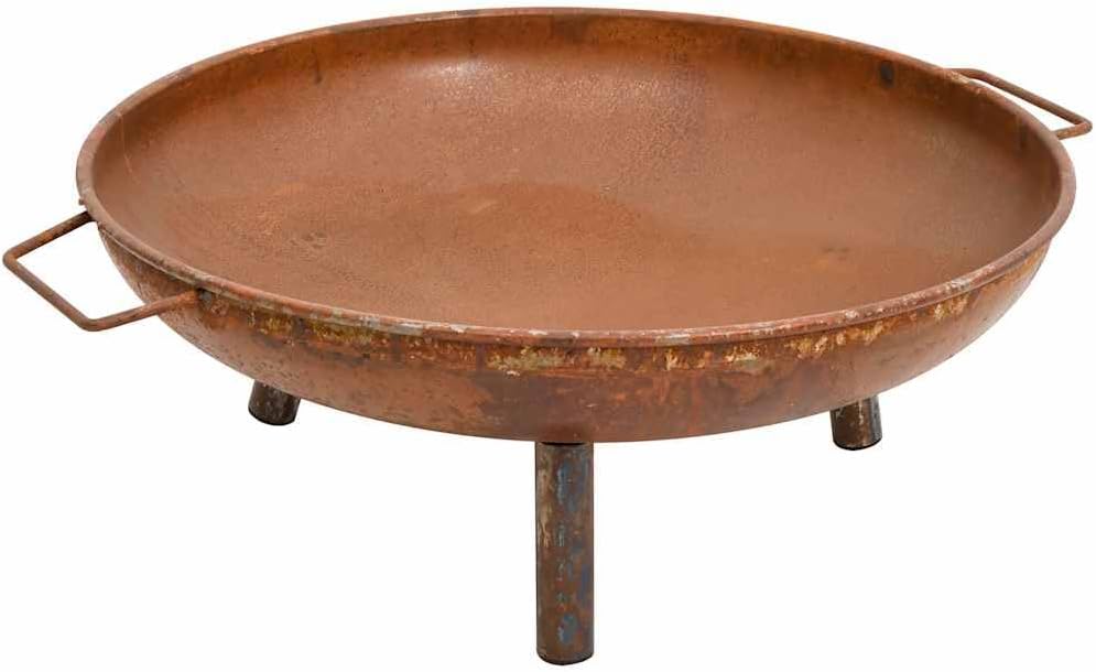 Fire Pit Steel Outdoor Fire Pit with Large Bowl and Handles for Garden Patio Warmth 26.6