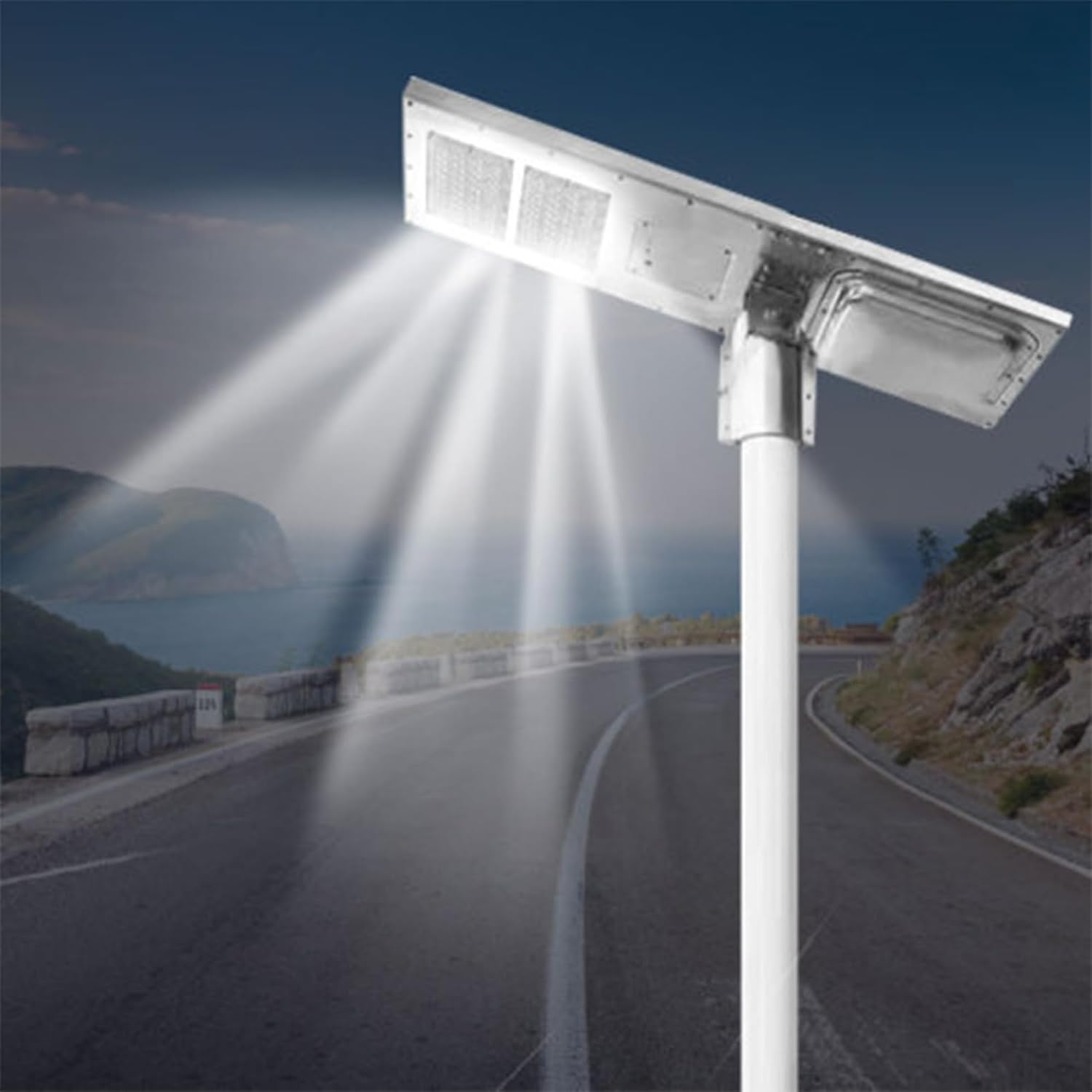 Solar Street Lights Outdoor, IP66 Waterproof Motion Sensor Solar Powered Light, Solar Flood Lights Dusk to Dawn with Motion Sensor, Commercial Area Lighting for Outside Parking Lot (40W)