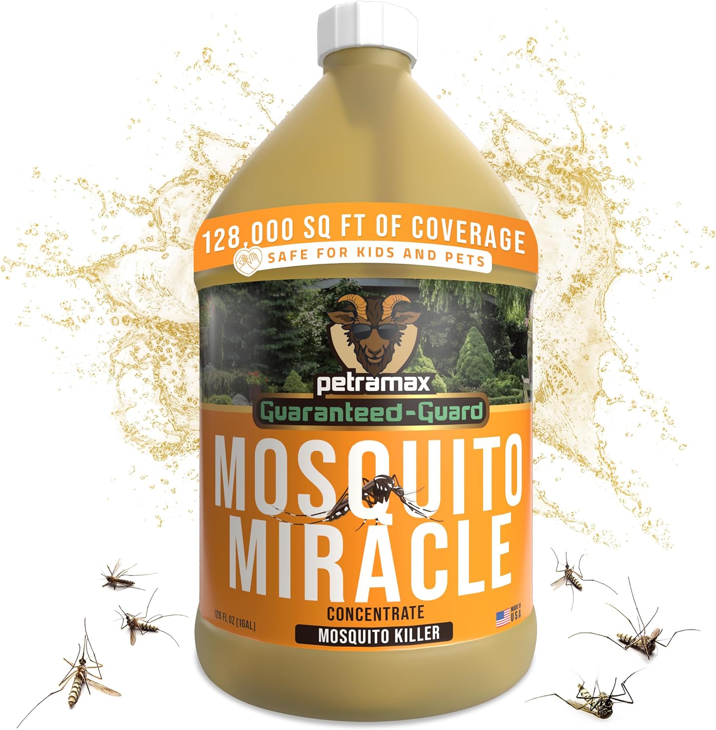 PetraMax Miracle Outdoor Mosquito Spray for Yard Pet Safe Concentrate 1 Gal (Makes up to 32 Gallons) - Mosquito Fogger Liquid Concentrate Tested to Kill - Fogger Machine Spray Lawn Treatment for Pests