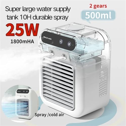 Portable Air Conditioner, Mini Portable Humidifier Fan Air Conditioner Household Small Air Cooler,Desktop Fan for Home Outdoors