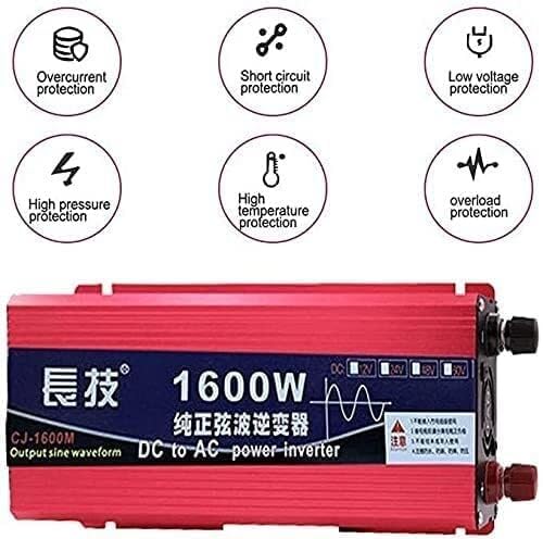 Pure Sine Wave Power Inverter 1600W 2200W 3000W DC 12v 24v 48v 60v to AC 110V/220V Converter with LCD Display and Outlets AC outlets for RV Truck Car 1600W-24Vto110V(48vto110v,1600W)