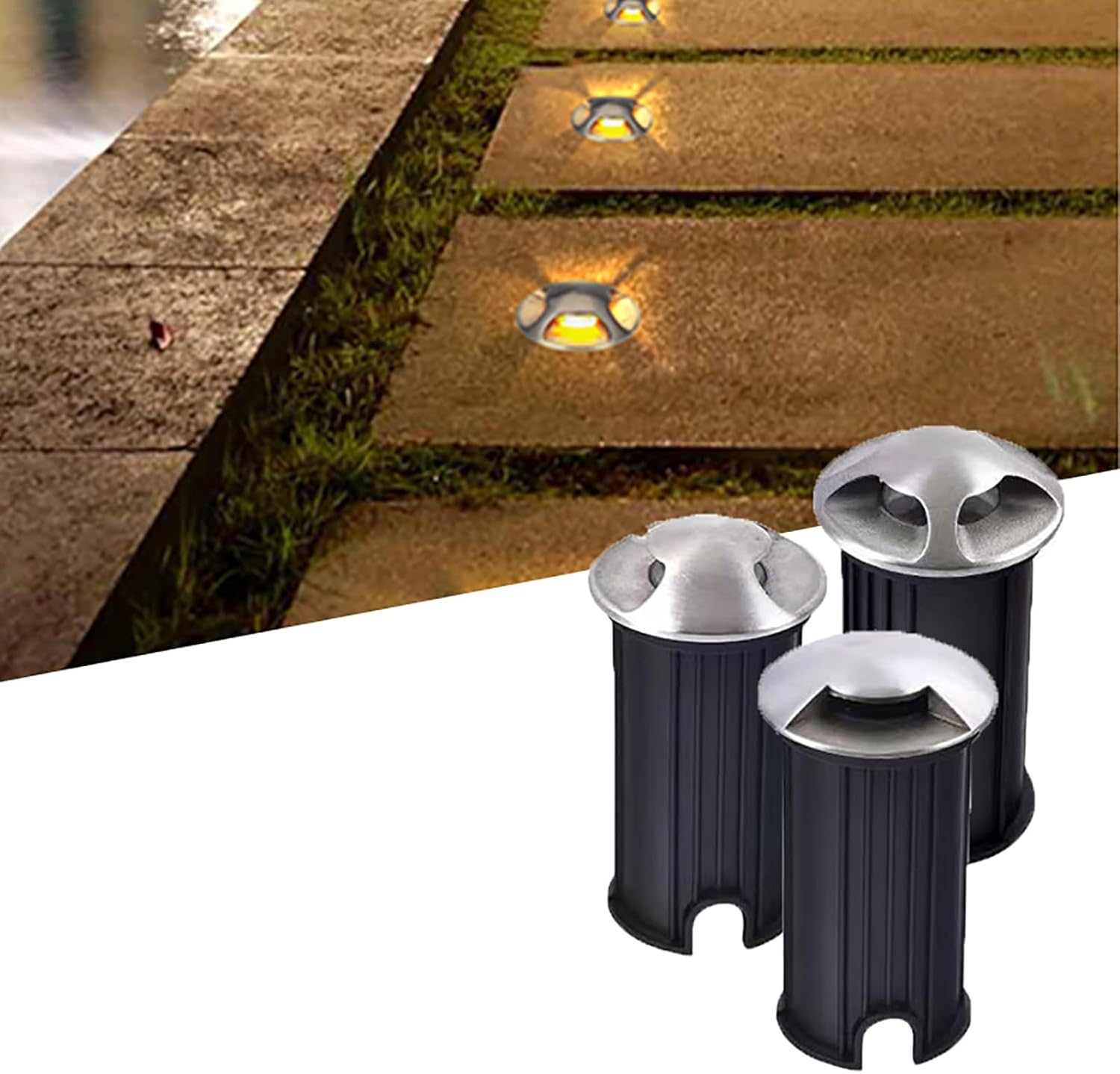 Outdoor Landscape Lamp - LED Buried Lights, 110V Recessed Stainless Steel Spotlight, One/Two/Four Side Decorate Lighting Wall Light, IP67 Waterproof Easy to Install Ground Light(1w-Green,62MM-C)