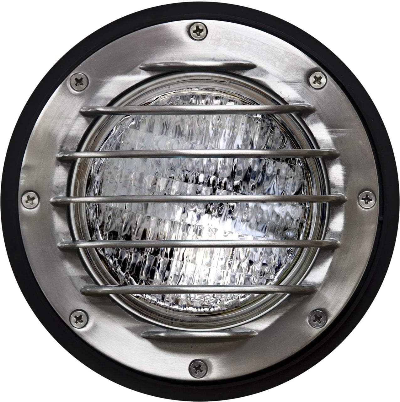 Dabmar LV305-SS-SLV Well Light with Grill & Sleeve, 35W 12V Par, Electro-Plated Stainless Steel Finish