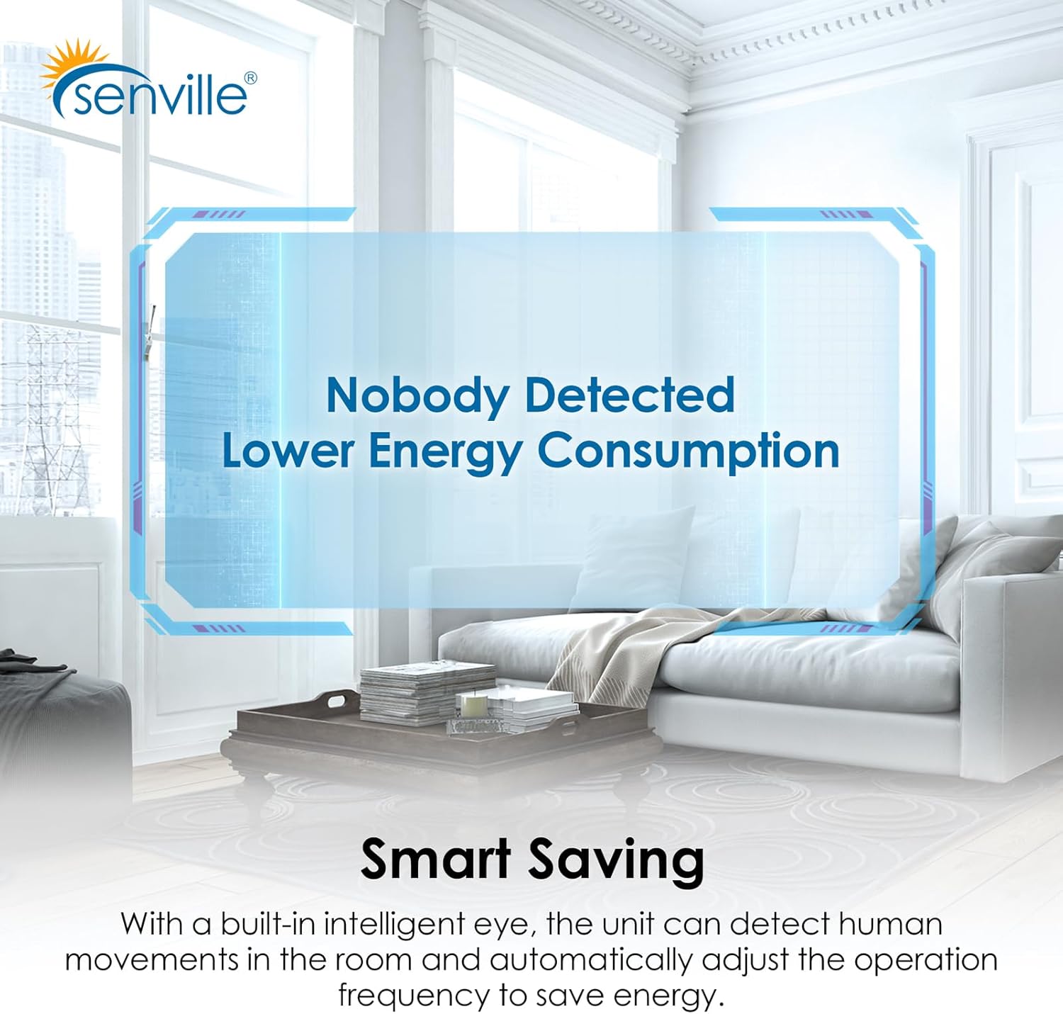 Senville AURA Series Mini Split Air Conditioner Inverter Heat Pump, 12000 BTU, Works with Alexa, Energy Star, White